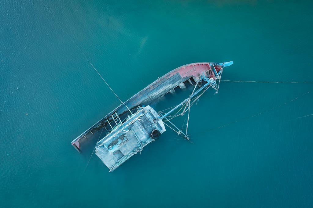 A Capsized Boat on Water