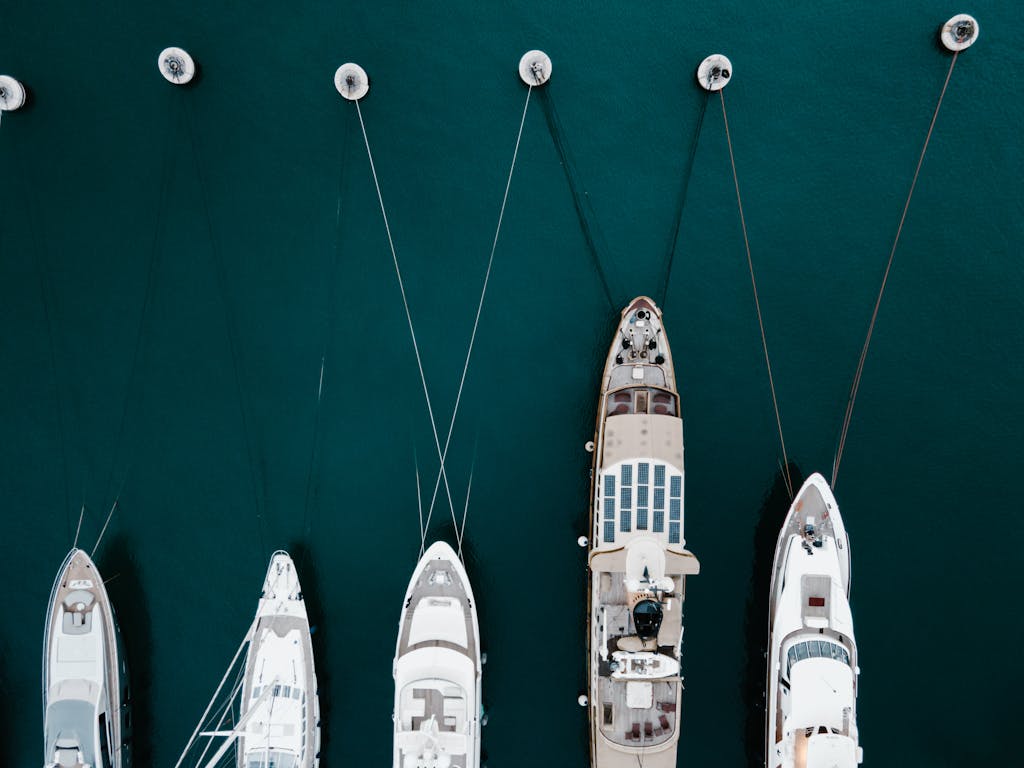 Aerial View of Yachts on the Port