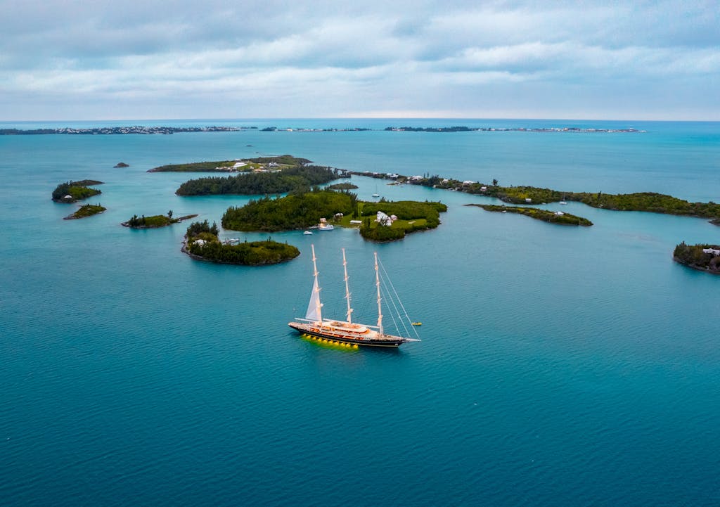 Aerial Photo of Ship in the Ocean